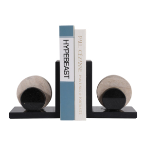 Fermalibri moderno in travertino con sfera per decorare la libreria, accessori decorativi per libri per scrivania da ufficio e biblioteca domestica - Product Image 2