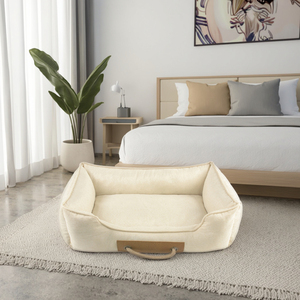 Bán Buôn Hot Bán Tùy Chỉnh Màu Sắc Và Kích Thước Logo Vuông Sang Trọng Thoải Mái Giá Rẻ Faux Linen Giường Con Chó Giúp Với Ngủ - Product Image 1