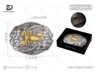 Fibbia per cintura grande rotonda in argento nero opaco da 5,0 cm con design a scorpione in lega placcata - Product Image 1