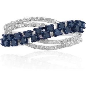 Ornaatis Diamond <b>Ring</b> 0.87 Cttw Round Cut White Blue Swirl Engagement Wedding Band For Women <b>925</b> Sterling <b>Silver</b> - Product Image 1