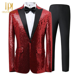 The Gold Sequined Men's <strong>Jacket</strong> Is a Wedding Best Man Suit for the Host's Studio - Product Image 2