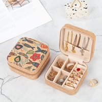 Nouvelle boîte à bijoux haut de gamme en liège rétro, boucles d'oreilles pour femmes, colliers, bagues, boîte de rangement d'accessoires, boîte à bijoux portable exquise