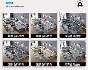 Juego de Sofás Esquineros <span class=keywords><strong>en</strong></span> Forma de U de Tela Moderna de Alta Gama, Garantía de Varios Años, Esponja de Alta Densidad, Tela de Terciopelo para Sala de Estar, Villa, Salón - Product Image 5