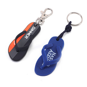 Custom Logo 3D Mini Flip-Flops Keychain Fancy Creative Soft PVC for Promotional Carabiners & Keychains