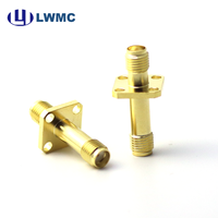 Adaptateur LWMC SMA Femelle-Femelle à 4 Trous, Montage sur Bride, Plaqué Or, Contact Externe, 1.20 Max, Jusqu'à 18 GHz, Faible VSWR