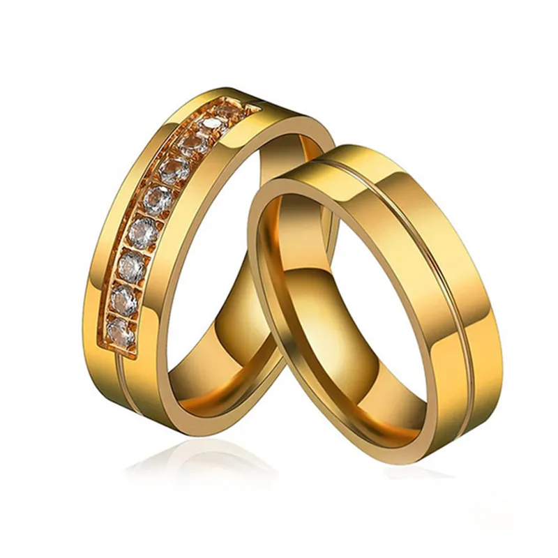 Moda Arabia Saudita Dubai Pure Diamond 18K / 24K chapado en oro joyería anillo hombres