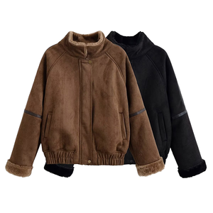 Nueva Ropa de Mujer para Otoño Invierno, Estilo Europeo Americano, Chaqueta Corta Elegante y Versátil con Cuello Mao y Estampado - Product Image 1