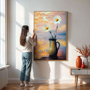 Nuevo Producto: Cuadro Decorativo de Lujo con Diseño de <span class=keywords><strong>Margaritas</strong></span>, Hecho a Mano, Textura Floral, Arte para Pared, Decoración del Hogar - Product Image 2