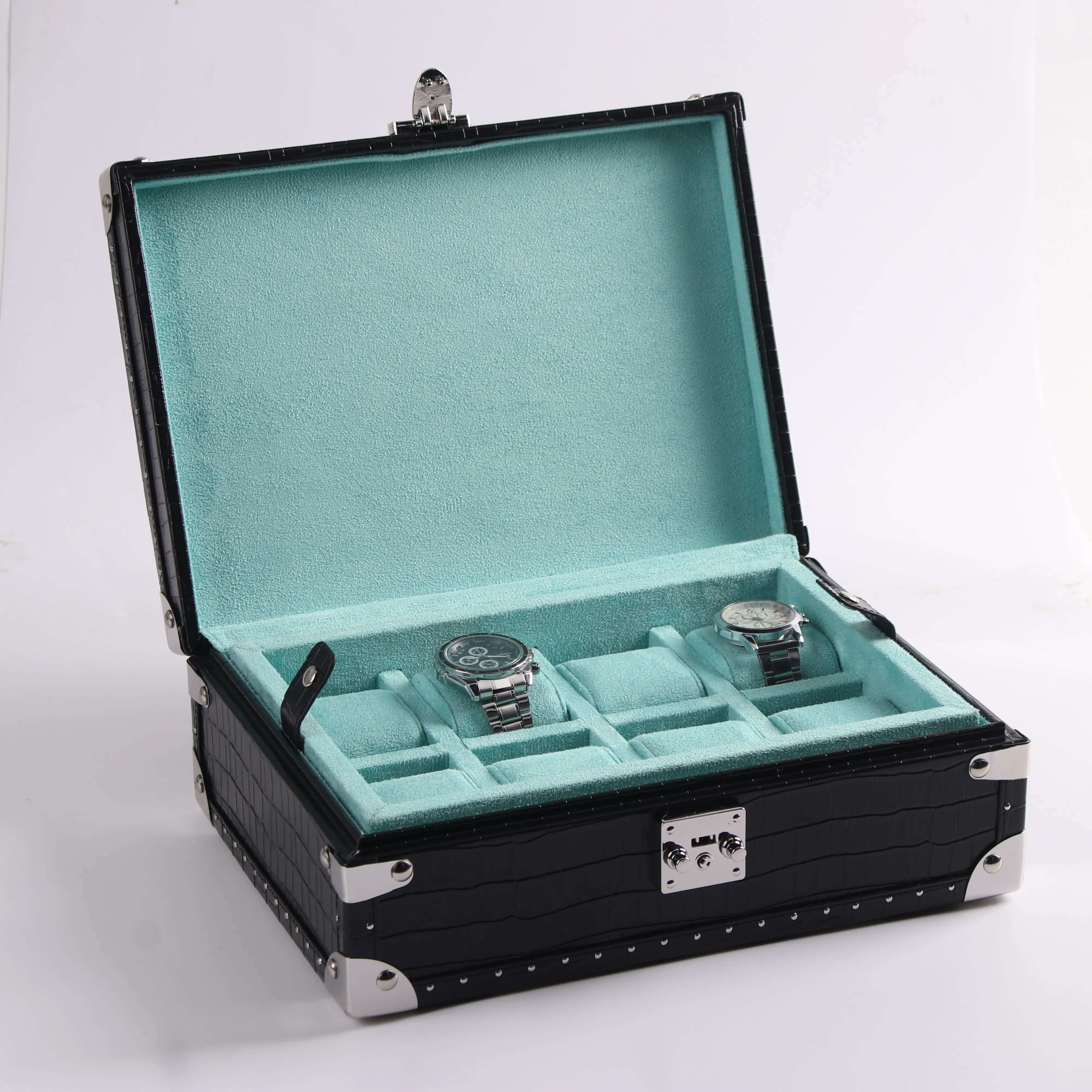 Wholesale Logo 8 slots Luxury Leather Gift Packaging Watch Storage Box Watch Case Display Box
