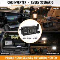 Cargador Universal para Automóvil, Inversor de Corriente de Onda Sinusoidal Modificada de 200W, Monofásico, 12V a 220V, para Portátiles, Cámaras y Móviles