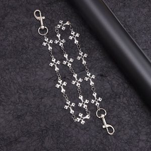 European Style Metal Cross Waist <b>Chain</b> For Men Hip Hop Fashion Accessory Tibetan Silver Single Layer D Ring Design Daily Wear - Product Image 6