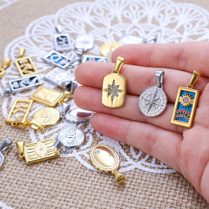 Collar con colgante de acero inoxidable Vintage clásico para mujer Ins Drip Zirconia <span class=keywords><strong>Tarot</strong></span> Divination Aristocrat Style - Product Image 6