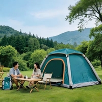 Tente de camping imperméable à gonflage rapide pour couples, tente de camping en plein air en tissu Oxford double couche, protection solaire, pliable, portable, pour 2 personnes