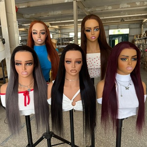 Peluca Mavis sin pegamento, cabello humano brasileño Remy HD para encaje frontal, cutícula virgen alineada, lisa, transparente, rojiza - Product Image 1