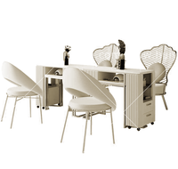 Ensemble de chaises de barbier et table de pédicure/manucure en acier inoxydable de luxe moderne pour salons de beauté, salons de coiffure et gymnases - Usage commercial