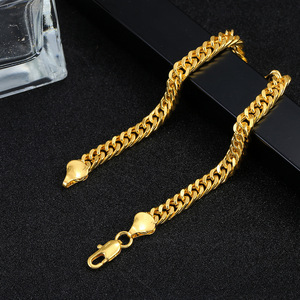 Bracelet pour homme plaqué or 18 carats, 6 mm, double brin, en alliage de zinc, bijoux unisexe, cadeau - Product Image 4