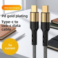 Kabel Data Braided Jacket Pengisian Cepat PD 100W Tipe C ke Tipe C untuk Ponsel Grosir