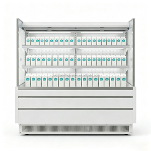 Vitrine verticale commerciale à étagères larges avec rideau d'air, vitrine réfrigérée pour boissons et yaourts, armoire à air froid basse température - Product Image 1