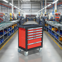 Chariot à outils industriel robuste à 6 roulettes avec plan de travail en fer, système de verrouillage rapide, OEM/ODM, capacité de charge 450 kg