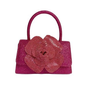 Women's New Celebrity Shiny Rhinestone Rose Flower Chain <b>Small</b> Square Crossbody <b>Bag</b> Portable Polyester Magnetic Tanjing - Product Image 5