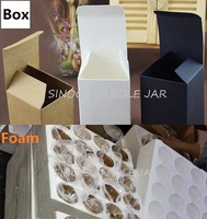 Prêt à expédier, pot à bougie vide de luxe en verre noir mat de 10 oz, blanc brillant, avec couvercle et boîte