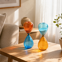 Sablier à cadre en bois, sablier en verre rouge en forme de cerise, ornement en verre, minuteur, cadeau de Noël, décoration de bureau.