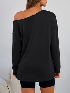 Trendy Queen Womens <strong>off</strong> <strong>the</strong> <strong>Shoulder</strong> <strong>Tops</strong> Oversized Solid Long Sleeve Casual Washable Tshirts 2026 - Product Image 4