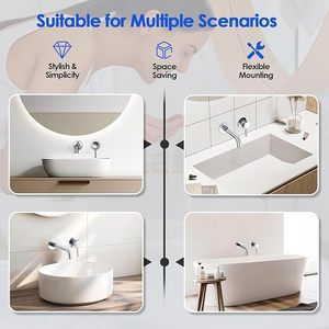 Robinet <span class=keywords><strong>mitigeur</strong></span> mural pour lavabo ou baignoire avec corps en acier inoxydable 304 dissimulé, robinet <span class=keywords><strong>mitigeur</strong></span> de lavabo à 2 trous pour salle de bain - Product Image 2