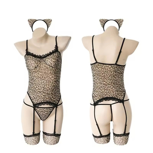 Heetverkopende <span class=keywords><strong>sexy</strong></span> kant lingerie set voor dames, met kousen, jarretelgordel, medium dikte, stevige controle, nylon. - Product Image 5