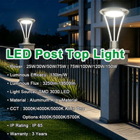 Lampe de poteau LED extérieure en aluminium moulé sous pression, étanche IP65, électrique AC, haute luminosité, 75W 100W 120W 150W, noire