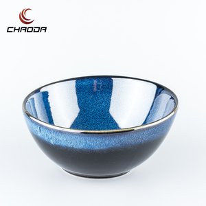 Ensemble de bols de service en porcelaine bleue à bord incliné en céramique, bol à salade en porcelaine, préféré par les chefs d'hôtel, bol irrégulier - Product Image 4