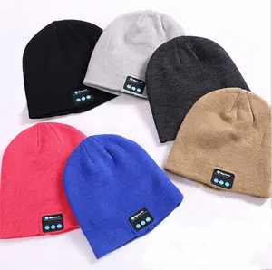 2023 hat music wholesale Wireless gorra headphone knitted cap beanie hat gorro blue tooth hat