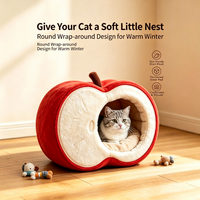 Lit pour chat en forme de pomme personnalisé, coussin intérieur amovible et lavable, lit-caverne chaud pour animaux de compagnie, universel quatre saisons, accessoires pour animaux de compagnie