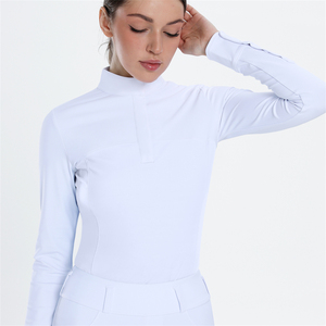 Chemise de spectacle blanche pour femmes équitation hauts à manches longues LOGO personnalisé vêtements équestres avec boutons - Product Image 3