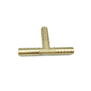 Conector de manguera de agua de latón de 3 vías Proveedor de accesorios de tubería 10mm 12mm Manguera de latón Acoplador de cola de púas Conector adaptador