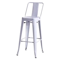 Tabouret de bar moderne en aluminium avec dossier, base en acier inoxydable, pour comptoir de petit-déjeuner, restaurant, extérieur, bar à domicile, salle à manger, salon