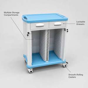 Chariot organisateur de dossiers hospitaliers en acier et plastique de qualité médicale CHT022 avec tiroirs - Product Image 3