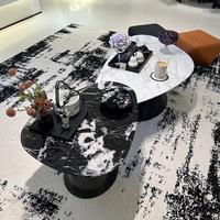 Table basse en marbre de style italien moderne et minimaliste, avec structure en acier inoxydable, décorative, facile à assembler, pour le salon
