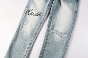 Jeans da <span class=keywords><strong>Uomo</strong></span> di Alta Qualità di Marca Americana Ksubii, <span class=keywords><strong>Elasticizzati</strong></span>, Slim Fit, Stile Streetwear, Denim Strappato e Distressed - Product Image 4
