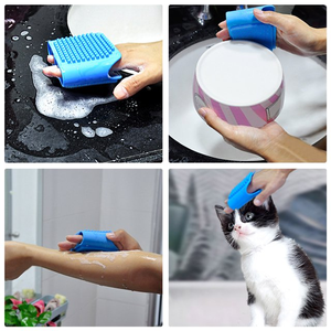 Double Sides Silicone Washing Brush Pot Pan Sponge Scrubber, Bathroom Wash Cleaning Houseware - Product Image 6