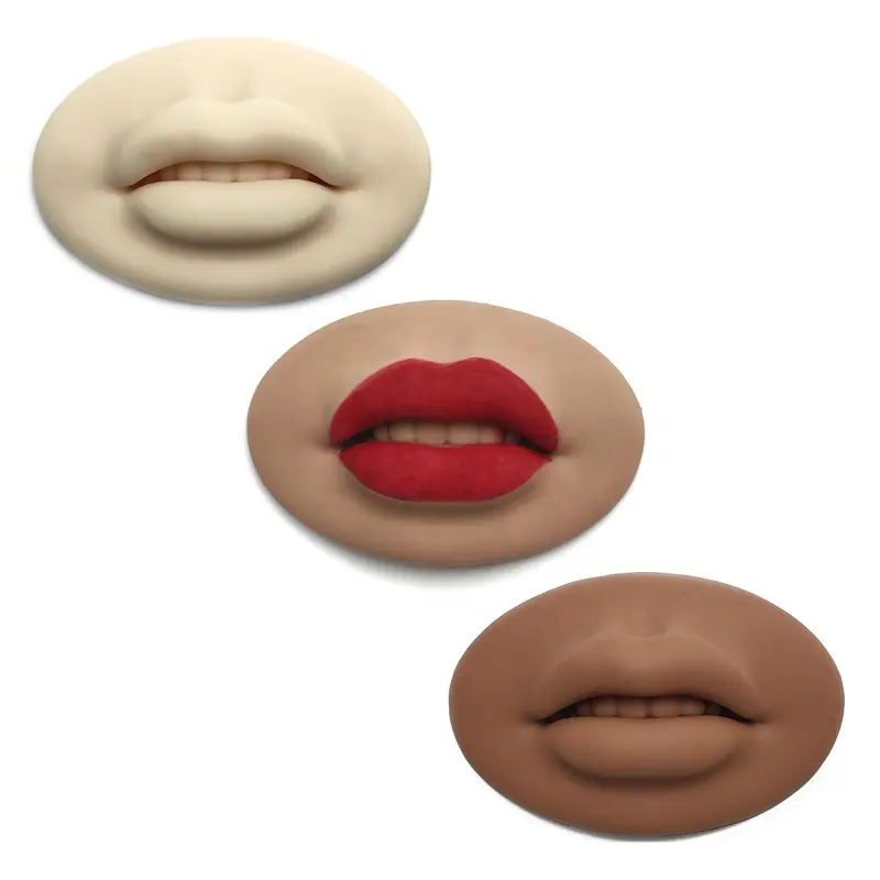 Newest 3 Color Realistic 3d Lip Open Mouth Practice Silicon Skin Tattoo Eyebrow Permanent Makeup Machine Lip Practice Skin