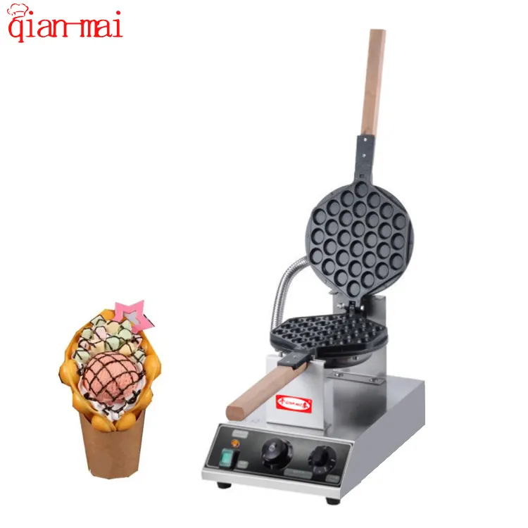 Gaufrier pour bubble/egg waffle, antiadhésif, professionnel, avec minuterie et thermostat, machine de collation
