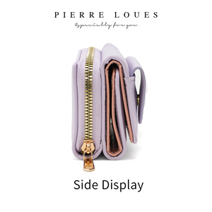 Pierre Loues Lychee Texture Pu Leather <b>Wallet</b> With Snap Zipper <b>Coin</b> Purse For Women Everyday Use - Product Image 3