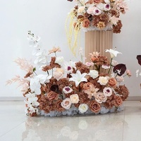 NEU Handgefertigte Kaffeebraune und Rosa Seidenblumen Luxuriöse Bodendekoration für Hochzeiten Rosenarrangement Hotel-Szenendekoration Bankett-Requisiten