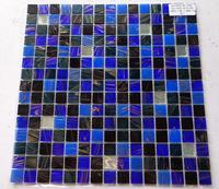 Bleu classique moderne 20x20mm Mosaïques de piscine en verre Carreaux carrés Murs intérieurs Parquet d'hôtel Design Mesh Mounted Outdoor