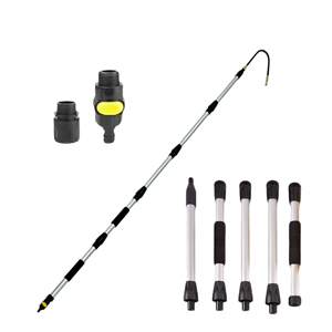 Bâton télescopique de 6,5 pieds pour le <span class=keywords><strong>nettoyage</strong></span> des gouttières avec bouton poussoir, perche d'extension en aluminium pour le <span class=keywords><strong>nettoyage</strong></span> des gouttières de toits hauts - Product Image 1