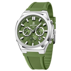 Reloj de Cuarzo para Hombre con Esfera Verde, Pantalla Analógica, Cronógrafo, Luminoso, Calendario, Resistente al Agua 30M, Caja de Aleación, Cierre de Hebilla - Product Image 1