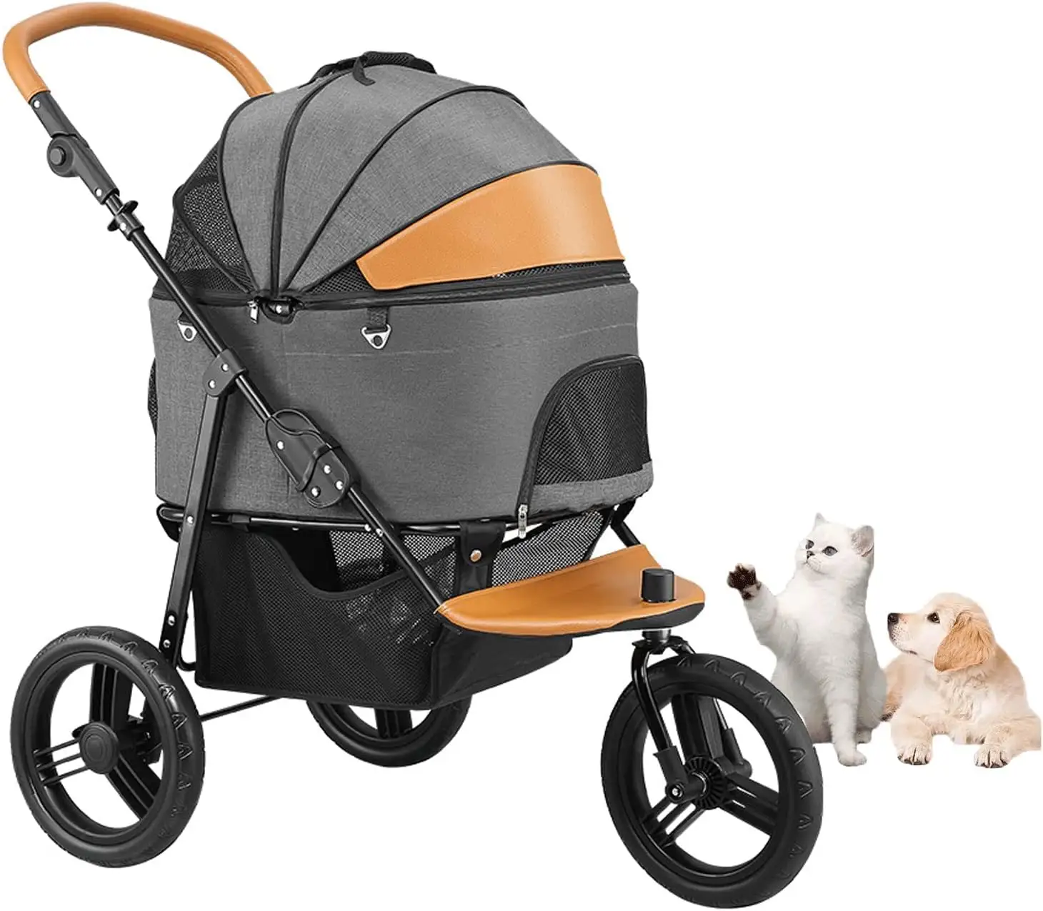 Luxus 3-Rad-Kinderwagen mit niedrigem MOQ für Katzen und Hunde Abnehmbarer Jogging-Kinderwagen für mittelgroße Hunde Tragbarer Haustier wagen