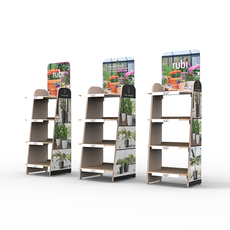 Apache Customizable Wood Plant Display Rack for Supermarket and Mall