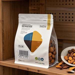 Sac composite en plastique de qualité alimentaire à fermeture à glissière résistante aux enfants personnalisée pour le café, les noix, les fruits secs, l'emballage des aliments pour animaux de compagnie, l'impression par gravure - Product Image 1